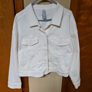 Athleta White Denim Jacket with Chest Pockets
